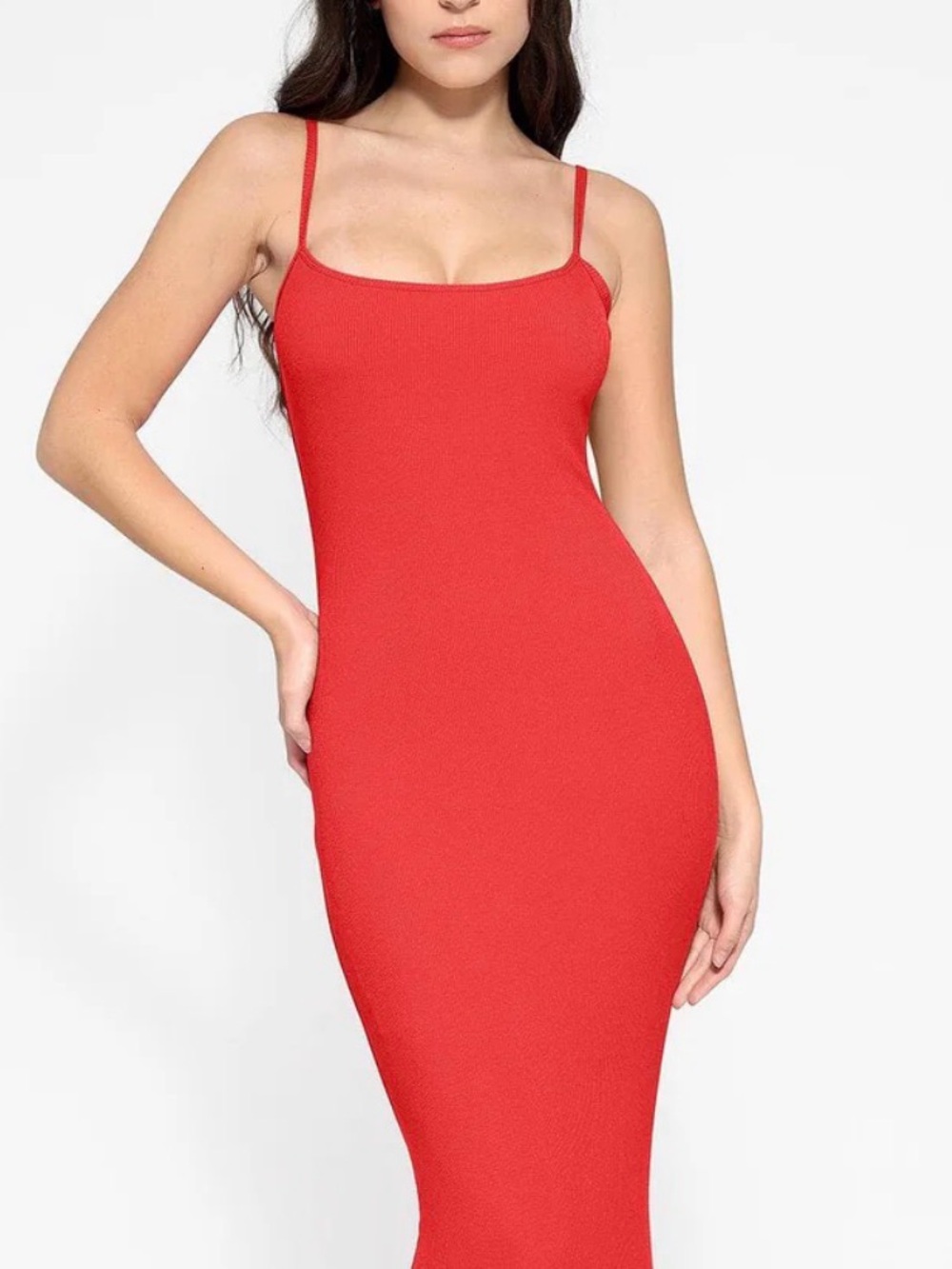 Bershka Vibrant Red Bodycon Dress with Spaghetti Straps